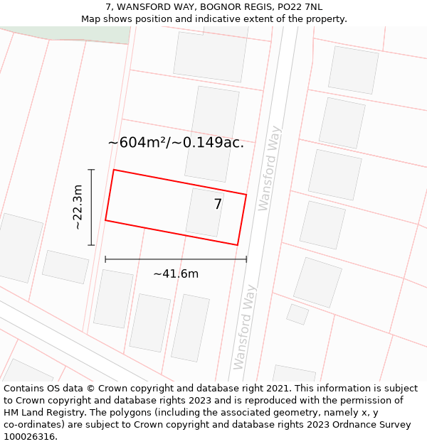 7, WANSFORD WAY, BOGNOR REGIS, PO22 7NL: Plot and title map