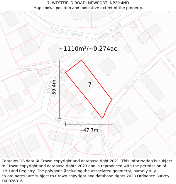 7, WESTFIELD ROAD, NEWPORT, NP20 4ND: Plot and title map