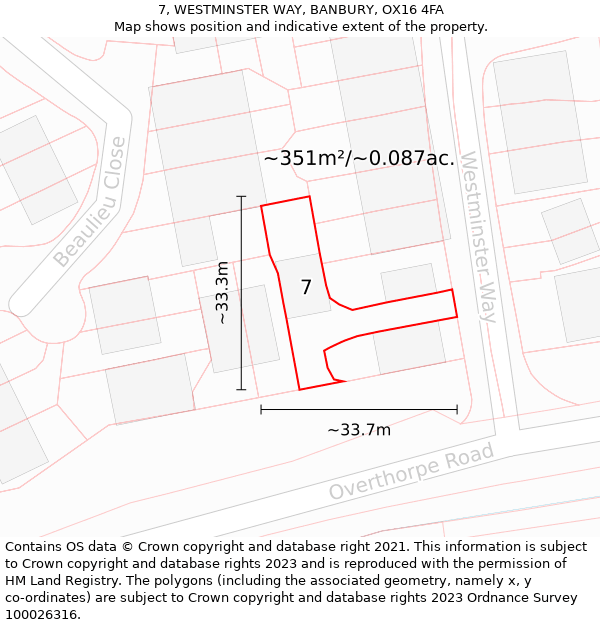7, WESTMINSTER WAY, BANBURY, OX16 4FA: Plot and title map