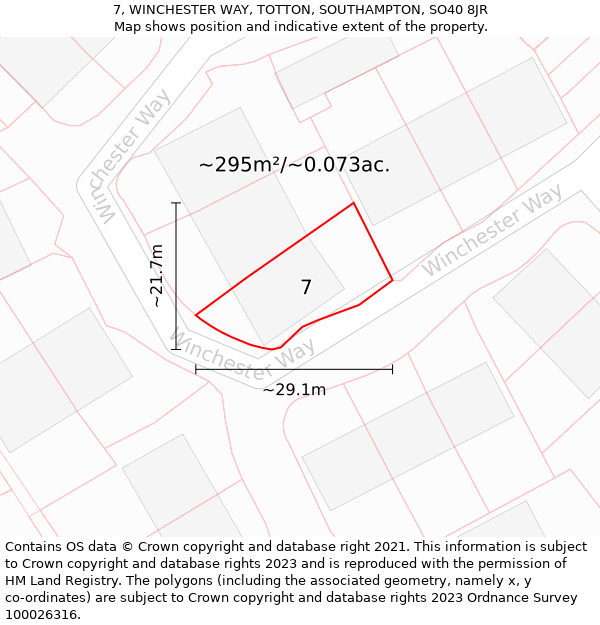 7, WINCHESTER WAY, TOTTON, SOUTHAMPTON, SO40 8JR: Plot and title map