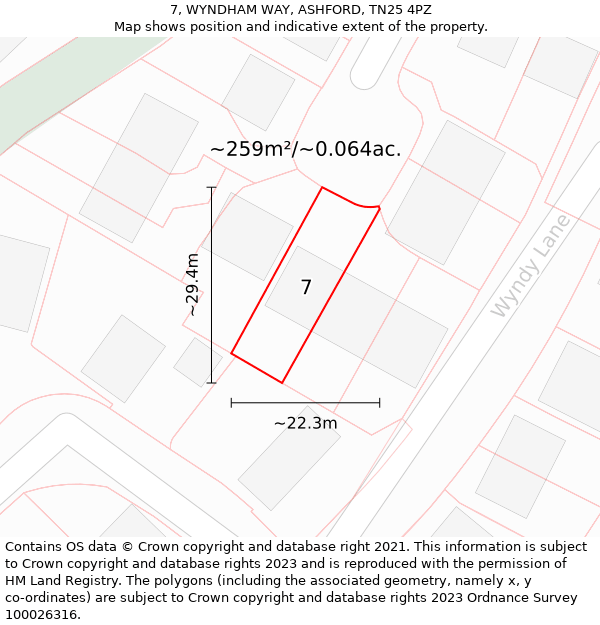 7, WYNDHAM WAY, ASHFORD, TN25 4PZ: Plot and title map