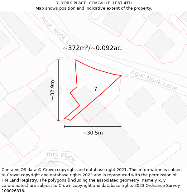 7, YORK PLACE, COALVILLE, LE67 4TH: Plot and title map