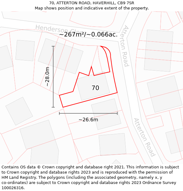 70, ATTERTON ROAD, HAVERHILL, CB9 7SR: Plot and title map