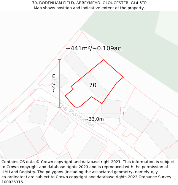 70, BODENHAM FIELD, ABBEYMEAD, GLOUCESTER, GL4 5TP: Plot and title map