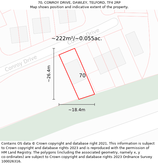 70, CONROY DRIVE, DAWLEY, TELFORD, TF4 2RP: Plot and title map