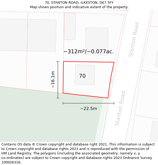 70, STANTON ROAD, ILKESTON, DE7 5FY: Plot and title map