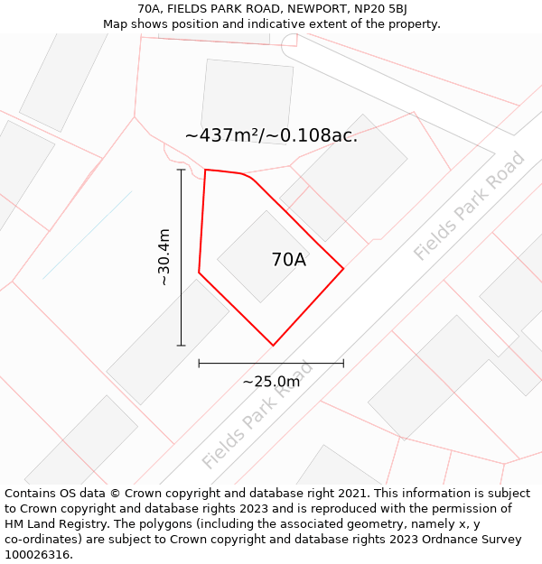 70A, FIELDS PARK ROAD, NEWPORT, NP20 5BJ: Plot and title map