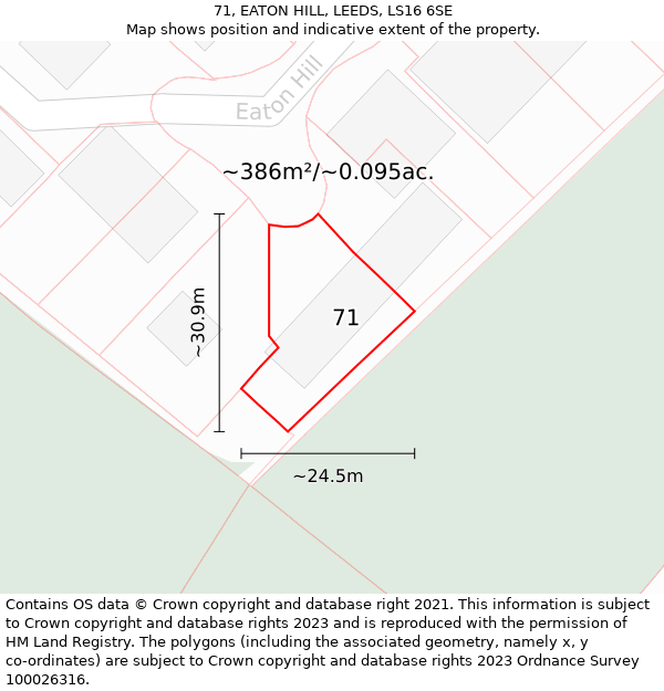 71, EATON HILL, LEEDS, LS16 6SE: Plot and title map