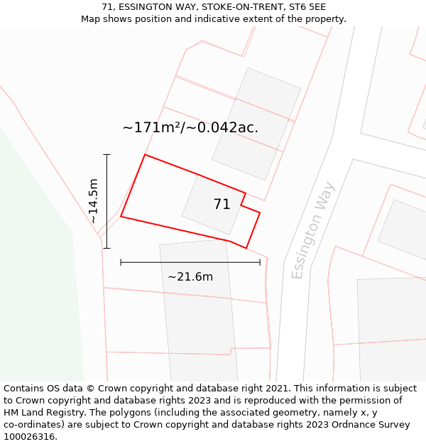 71, ESSINGTON WAY, STOKE-ON-TRENT, ST6 5EE: Plot and title map