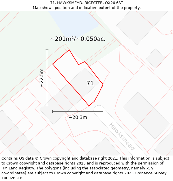 71, HAWKSMEAD, BICESTER, OX26 6ST: Plot and title map