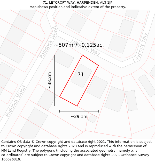 71, LEYCROFT WAY, HARPENDEN, AL5 1JP: Plot and title map