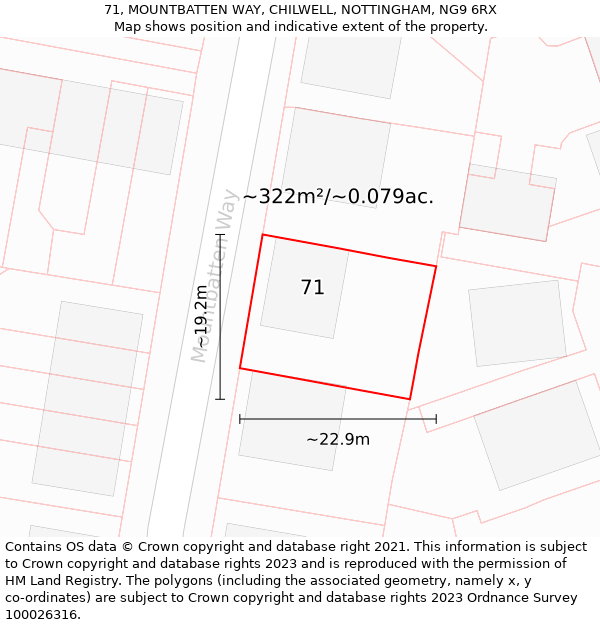 71, MOUNTBATTEN WAY, CHILWELL, NOTTINGHAM, NG9 6RX: Plot and title map