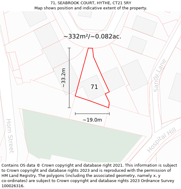 71, SEABROOK COURT, HYTHE, CT21 5RY: Plot and title map
