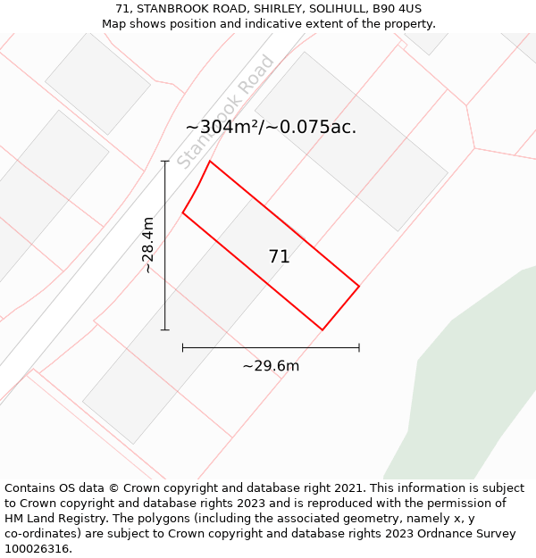 71, STANBROOK ROAD, SHIRLEY, SOLIHULL, B90 4US: Plot and title map