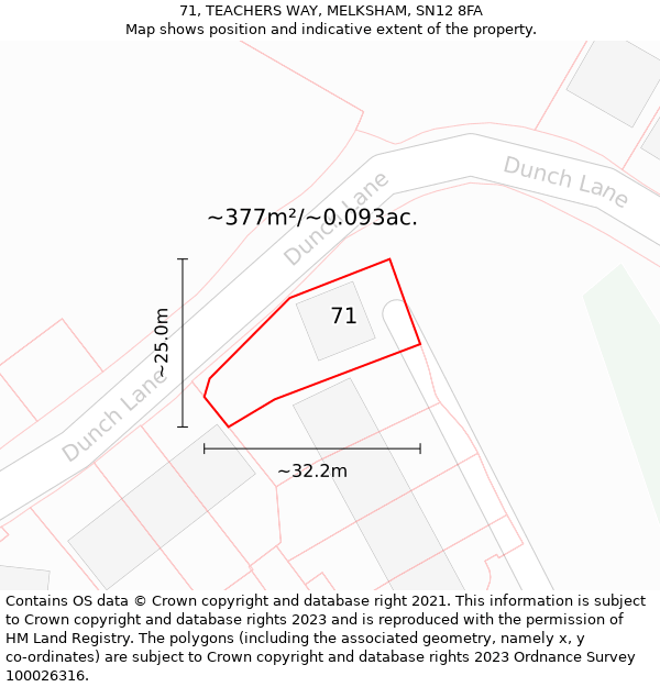 71, TEACHERS WAY, MELKSHAM, SN12 8FA: Plot and title map