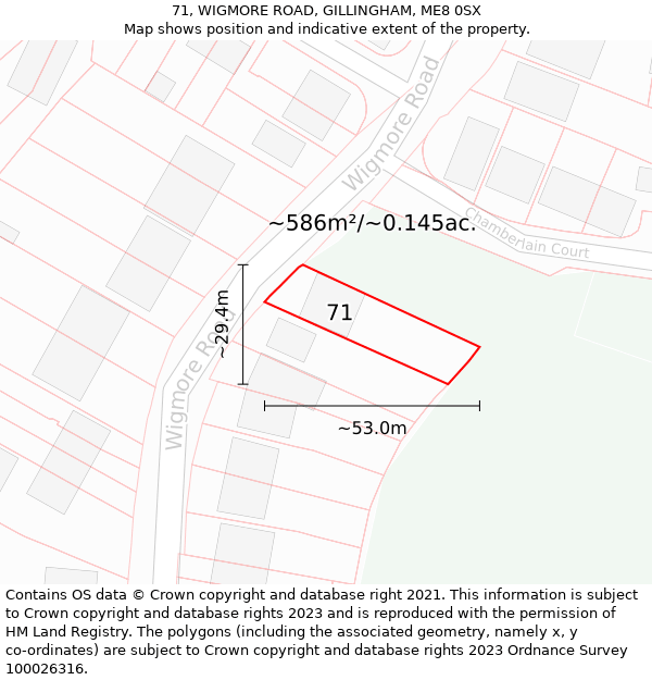 71, WIGMORE ROAD, GILLINGHAM, ME8 0SX: Plot and title map