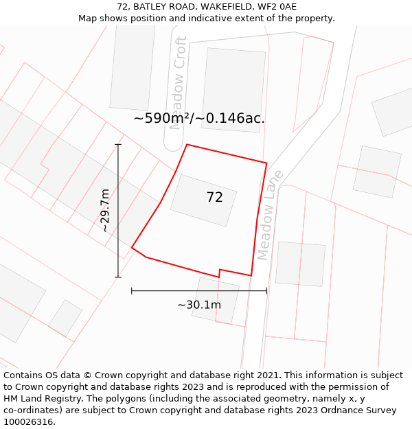 72, BATLEY ROAD, WAKEFIELD, WF2 0AE: Plot and title map