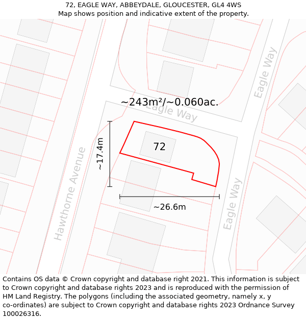 72, EAGLE WAY, ABBEYDALE, GLOUCESTER, GL4 4WS: Plot and title map