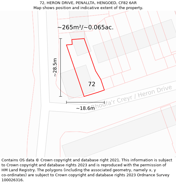 72, HERON DRIVE, PENALLTA, HENGOED, CF82 6AR: Plot and title map