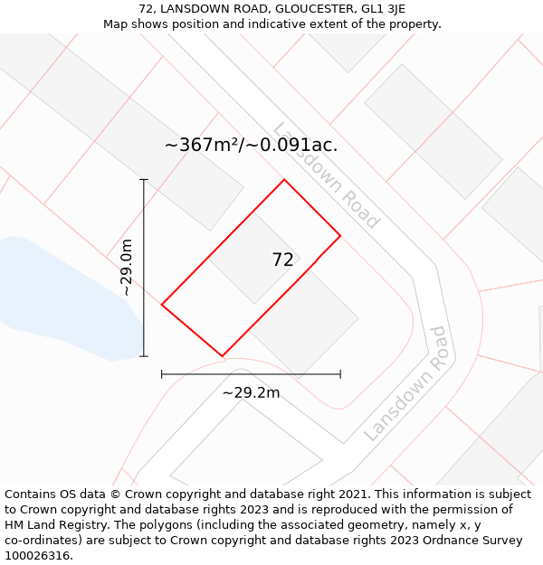 72, LANSDOWN ROAD, GLOUCESTER, GL1 3JE: Plot and title map