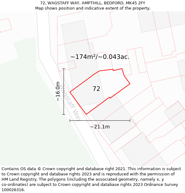 72, WAGSTAFF WAY, AMPTHILL, BEDFORD, MK45 2FY: Plot and title map