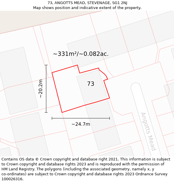 73, ANGOTTS MEAD, STEVENAGE, SG1 2NJ: Plot and title map