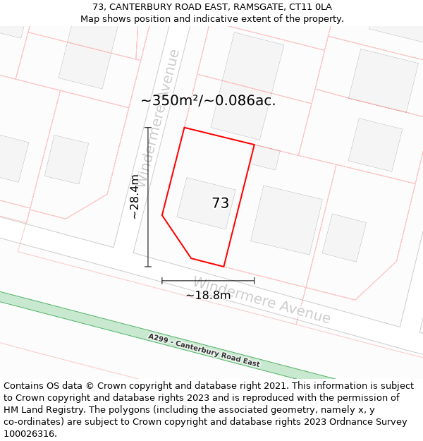 73, CANTERBURY ROAD EAST, RAMSGATE, CT11 0LA: Plot and title map