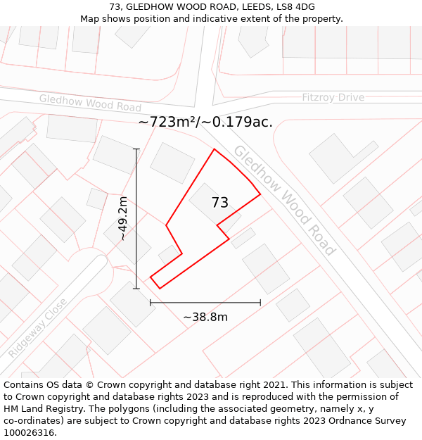 73, GLEDHOW WOOD ROAD, LEEDS, LS8 4DG: Plot and title map