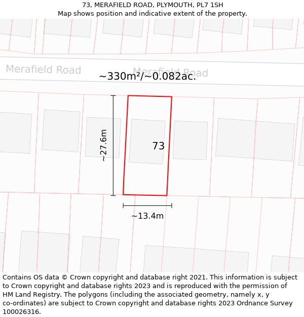 73, MERAFIELD ROAD, PLYMOUTH, PL7 1SH: Plot and title map