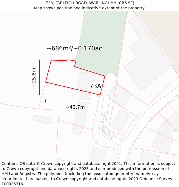 73A, FARLEIGH ROAD, WARLINGHAM, CR6 9EJ: Plot and title map