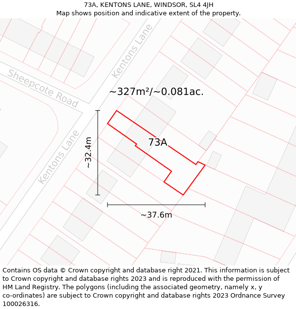 73A, KENTONS LANE, WINDSOR, SL4 4JH: Plot and title map