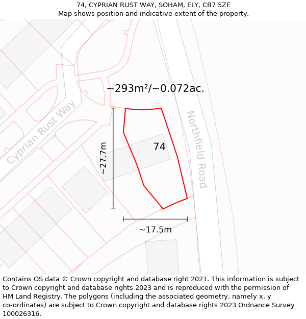 74, CYPRIAN RUST WAY, SOHAM, ELY, CB7 5ZE: Plot and title map