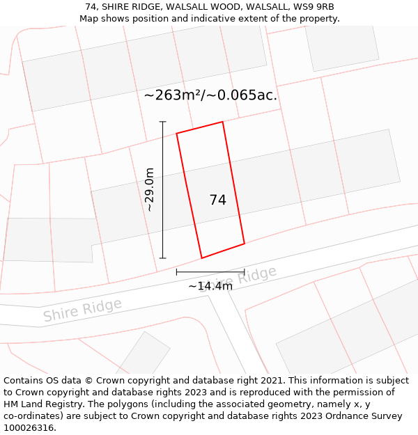 74, SHIRE RIDGE, WALSALL WOOD, WALSALL, WS9 9RB: Plot and title map