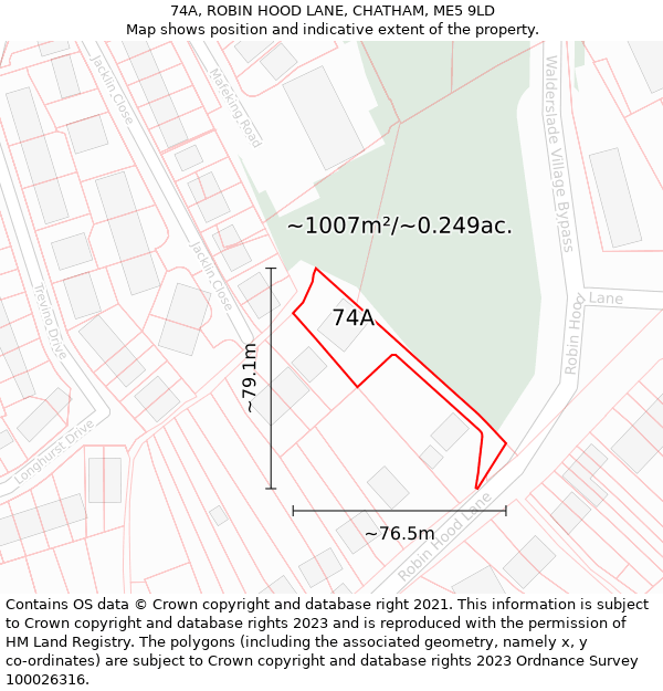 74A, ROBIN HOOD LANE, CHATHAM, ME5 9LD: Plot and title map