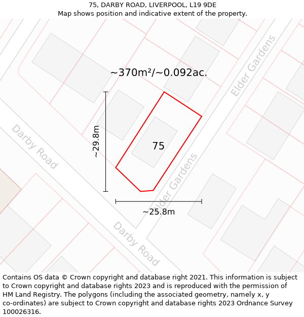 75, DARBY ROAD, LIVERPOOL, L19 9DE: Plot and title map