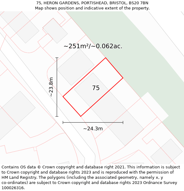 75, HERON GARDENS, PORTISHEAD, BRISTOL, BS20 7BN: Plot and title map