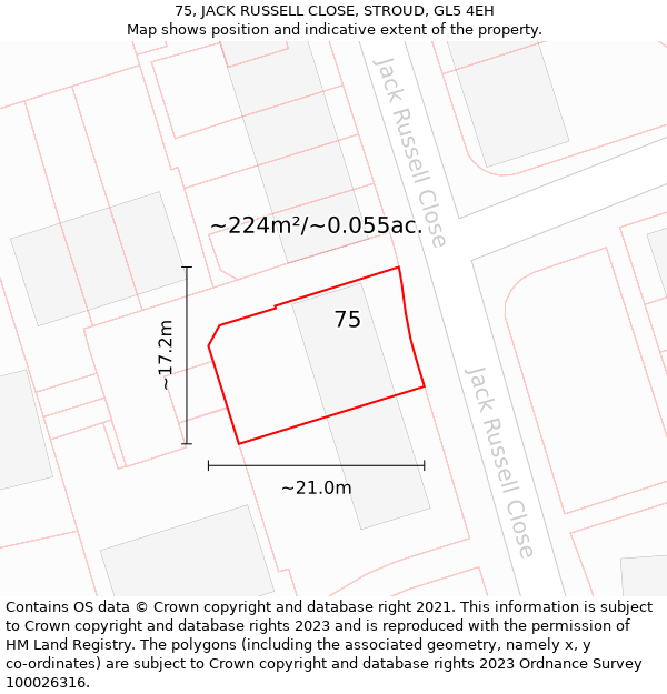 75, JACK RUSSELL CLOSE, STROUD, GL5 4EH: Plot and title map