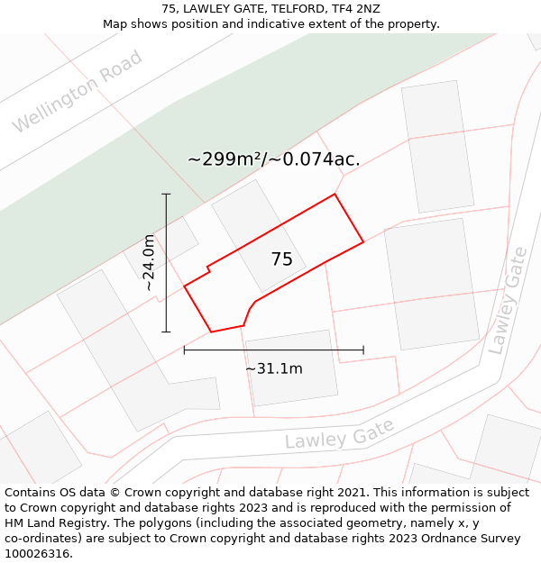 75, LAWLEY GATE, TELFORD, TF4 2NZ: Plot and title map