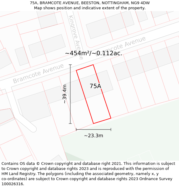 75A, BRAMCOTE AVENUE, BEESTON, NOTTINGHAM, NG9 4DW: Plot and title map