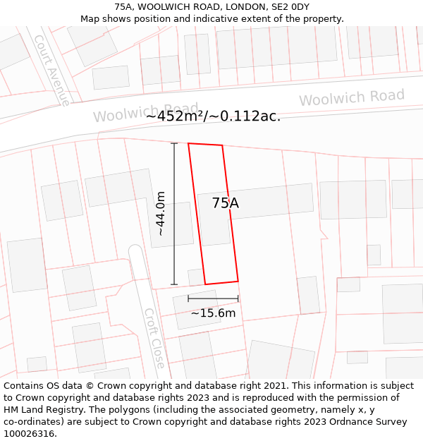 75A, WOOLWICH ROAD, LONDON, SE2 0DY: Plot and title map