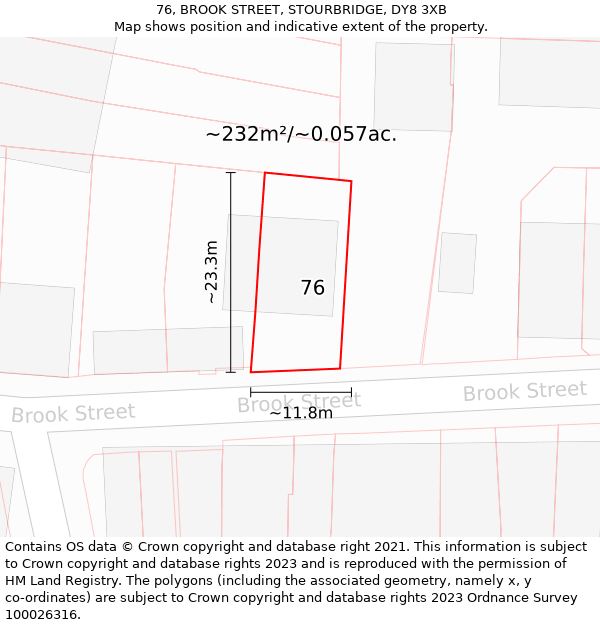 76, BROOK STREET, STOURBRIDGE, DY8 3XB: Plot and title map