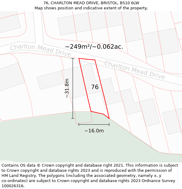 76, CHARLTON MEAD DRIVE, BRISTOL, BS10 6LW: Plot and title map