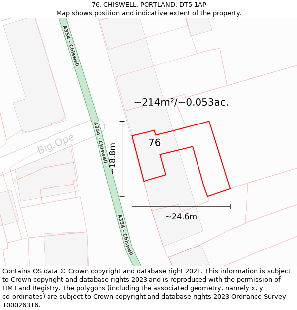 76, CHISWELL, PORTLAND, DT5 1AP: Plot and title map