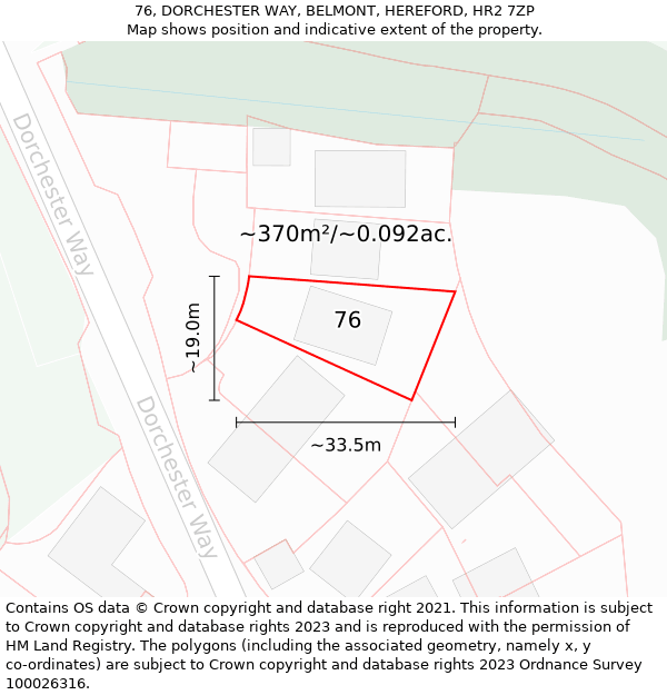 76, DORCHESTER WAY, BELMONT, HEREFORD, HR2 7ZP: Plot and title map