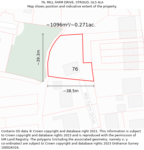 76, MILL FARM DRIVE, STROUD, GL5 4LA: Plot and title map