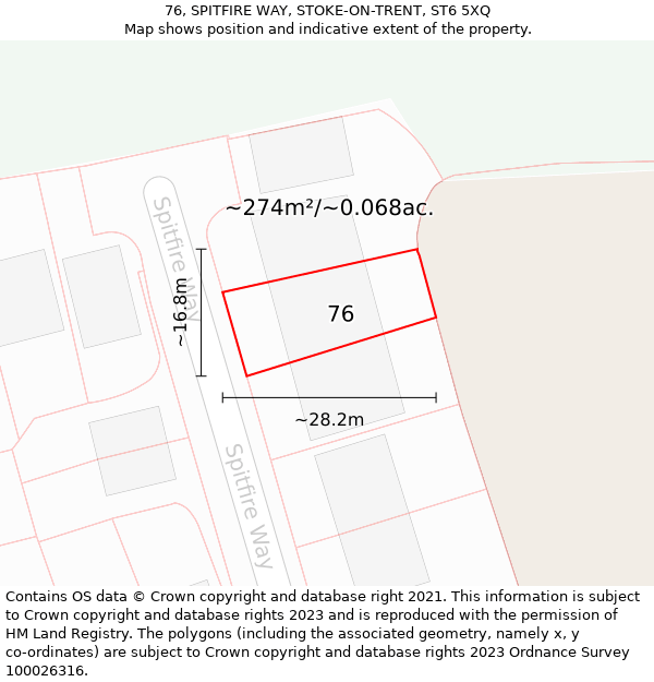 76, SPITFIRE WAY, STOKE-ON-TRENT, ST6 5XQ: Plot and title map
