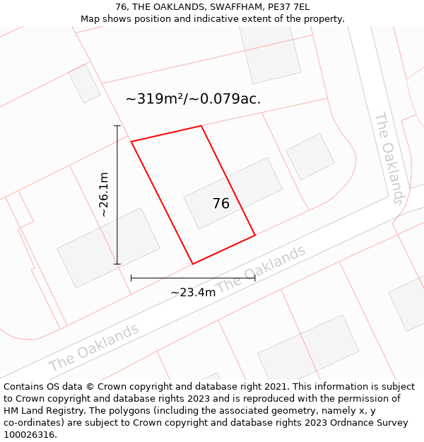 76, THE OAKLANDS, SWAFFHAM, PE37 7EL: Plot and title map