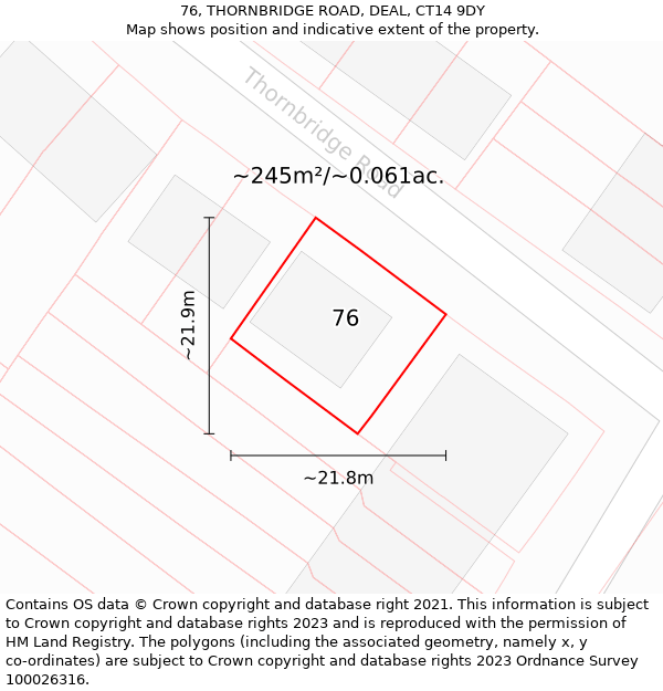 76, THORNBRIDGE ROAD, DEAL, CT14 9DY: Plot and title map