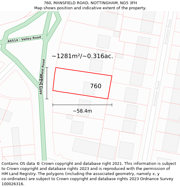 760, MANSFIELD ROAD, NOTTINGHAM, NG5 3FH: Plot and title map