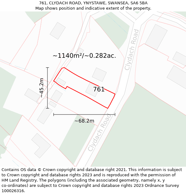 761, CLYDACH ROAD, YNYSTAWE, SWANSEA, SA6 5BA: Plot and title map